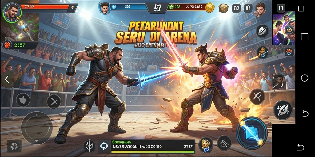 Tampilan permainan Fighting yang menegangkan dengan aksi karakter.