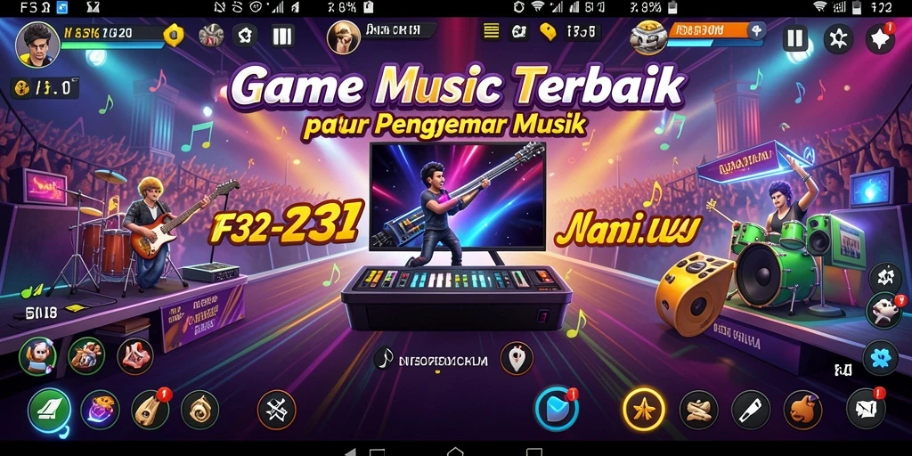 Tangkapan layar F32 menampilkan gameplay Musik yang mendebarkan.