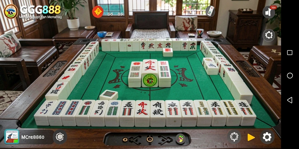 Screenshot gameplay GGG888 menampilkan suasana permainan Mahjong yang seru.