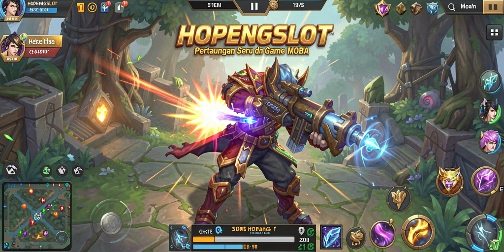 Screenshot HOPENGSLOT menampilkan aksi pertarungan seru antara dua tim.