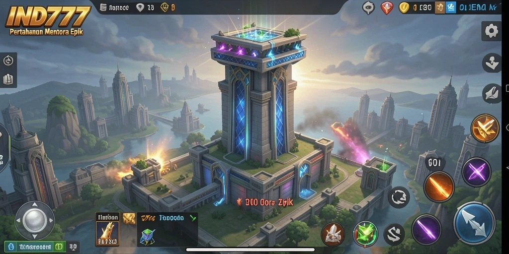 Screenshot menampilkan gameplay menarik dari IND777 Tower Defense.