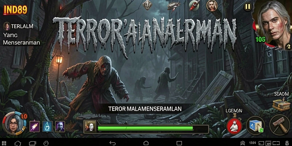 Screenshot gameplay menegangkan dari IND89 dengan atmosfer Horror.